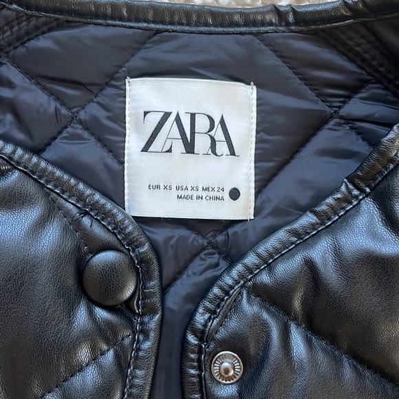 ZARA Quilted Faux Leather Longline Jacket Size XS - Picture 9 of 15